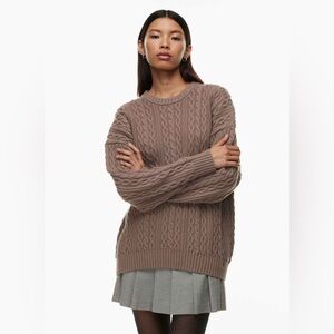 Sunday Best Women's Medium Peggy Sweater Cable Knit Oversized Deep Taupe Neutral